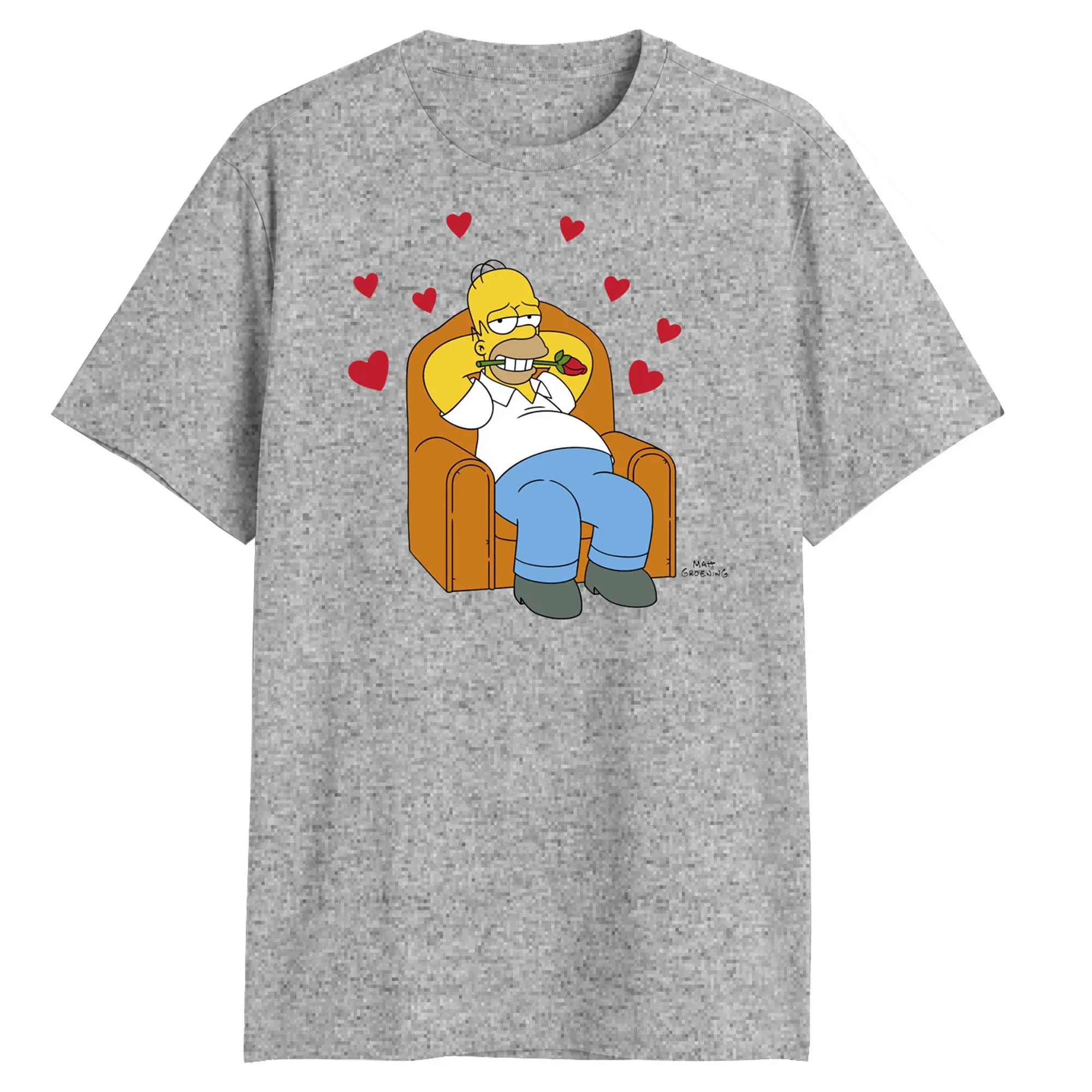 Men's The Simpsons Homer Couch And Hearts T-Shirt