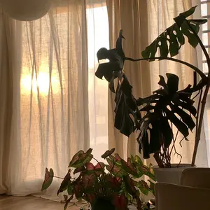 1pc Japanese Style Cotton Linen Curtains, Soft Breathable Natural Wood Window Drapes, Bedroom Living Room Balcony Curtain, Non-Fading