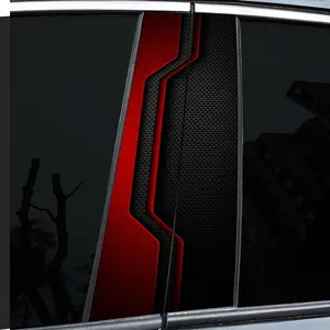 2 very beautiful and interesting car middle pillar stickers, with personal creativity, B pillar protective film, black and red cool pattern car stickers, suitable for cars, Car Decals