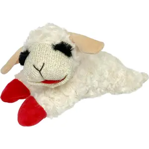 Multipet Mini Lamb Chop Officially Licensed, Plush, Squeak Pet Toy (White, 10')