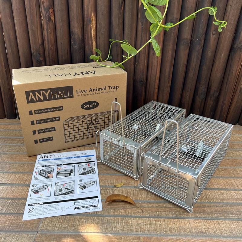 2 pcs Humane Mouse Trap, High Sensitivity Gravity Pedal Auto-Lock Rodent Trap - Sturdy Galvanized Steel, Escape-Proof Small Mesh Design,Small Rodent Animal-Mice Vole Chipmunk Hamsters Live Cage,Catch and Release