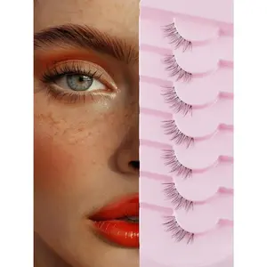 Natural Half Lashes Cat Eye Eyelashes 13MM False Eyelashes Natural Corner Lashes Wispy 3D Volume Half Eyelashes Pack with Thin Cotton Band 3/4 Lashes Extension 7 Pair