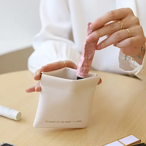 1PC Leather Shingle Storage Bag, Mini Bag, Ladies' Portable Wallet, Lipstick Makeup Bag, Women's Bag, Multi-functional Storage Bag, Handheld Cosmetic Pouch, Makeup Organizer Pouch, Cosmetics Bag
