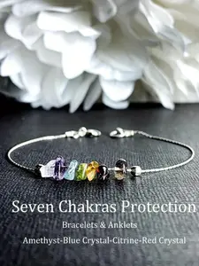 Colorful energy irregular crystal women's fashion beaded bracelet, Healing crystal bracelet, Energy seven chakra crystal bracelet love spell original crystal bracelet self-love enhance wisdom / enhance self-confidence give yourself a unique lucky gift