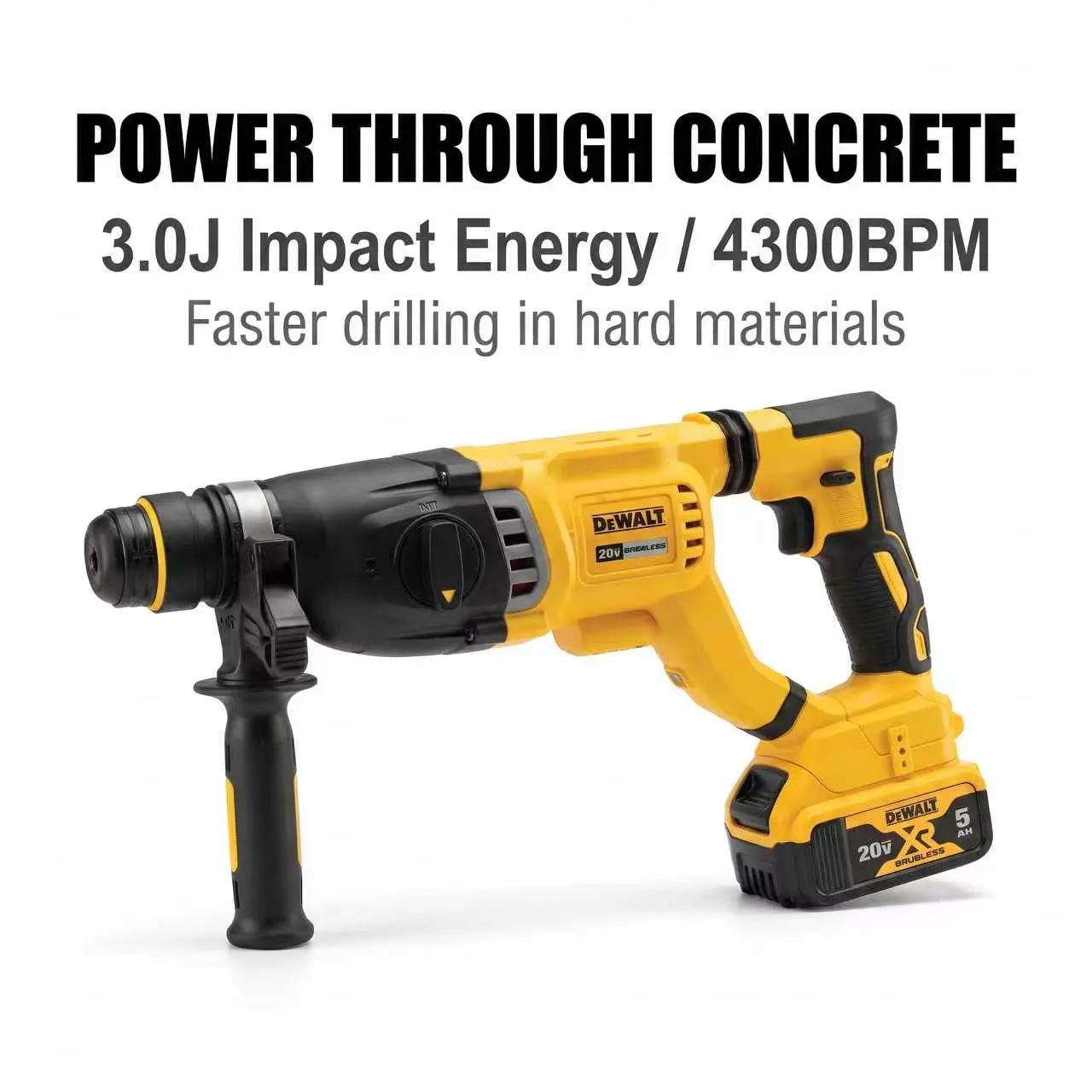 DEWALT DCH263 20V Brushless Hammer | Concrete Drill Tool Kit For Renovation cordless tool maximum torque high hand tool diy use variable speed controller electric no-load m power wrench garage industrial task machine nm mechanical work impact screwdriver