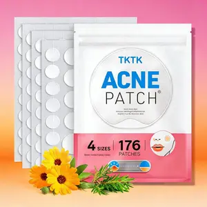 TKTK Acne Patch 6pcs x 30patches (176 Patches), Oil-Free Hypoallergenic, Overnight Repair & Invisible Design, Acne Spot Treatment XL Hydrocolloid Bandages for Full Face, Forehead pimple patch,Back and Body Skincare  pimple patches