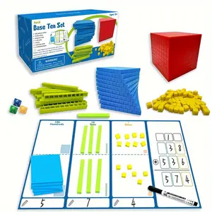 131pcs Base Ten Blocks for Math - Place Value Blocks Plastic Base 10 Math Manipulatives Math Counters Number Blocks Math Cubes, Counting Cubes, Christmas School Gift, Math Learning Tools, Mathlink Cubes, Table Math Games