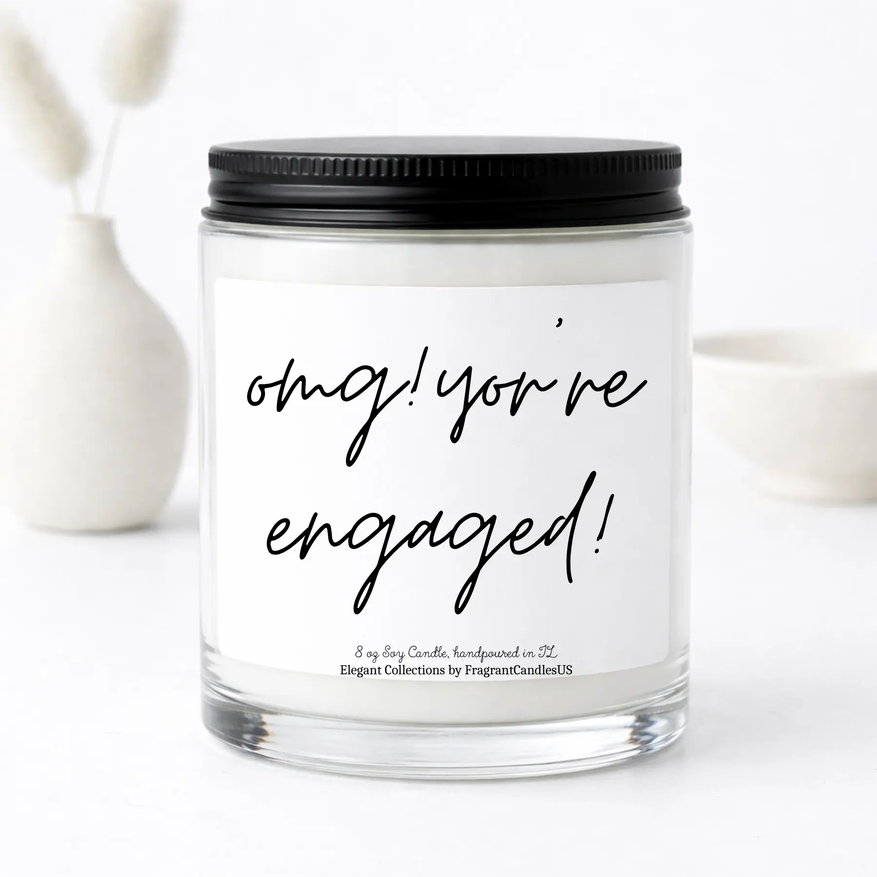 FragrantCandlesUS Hand-Poured Smokeless Wax Candle - Reusable Glass Jar, Cotton Wick, Decorative Home Decor, Freshener, Personalized Engagement Gift for Couples/Friends, 2-3 Hours Burn, Strawberry & Vanilla Scents