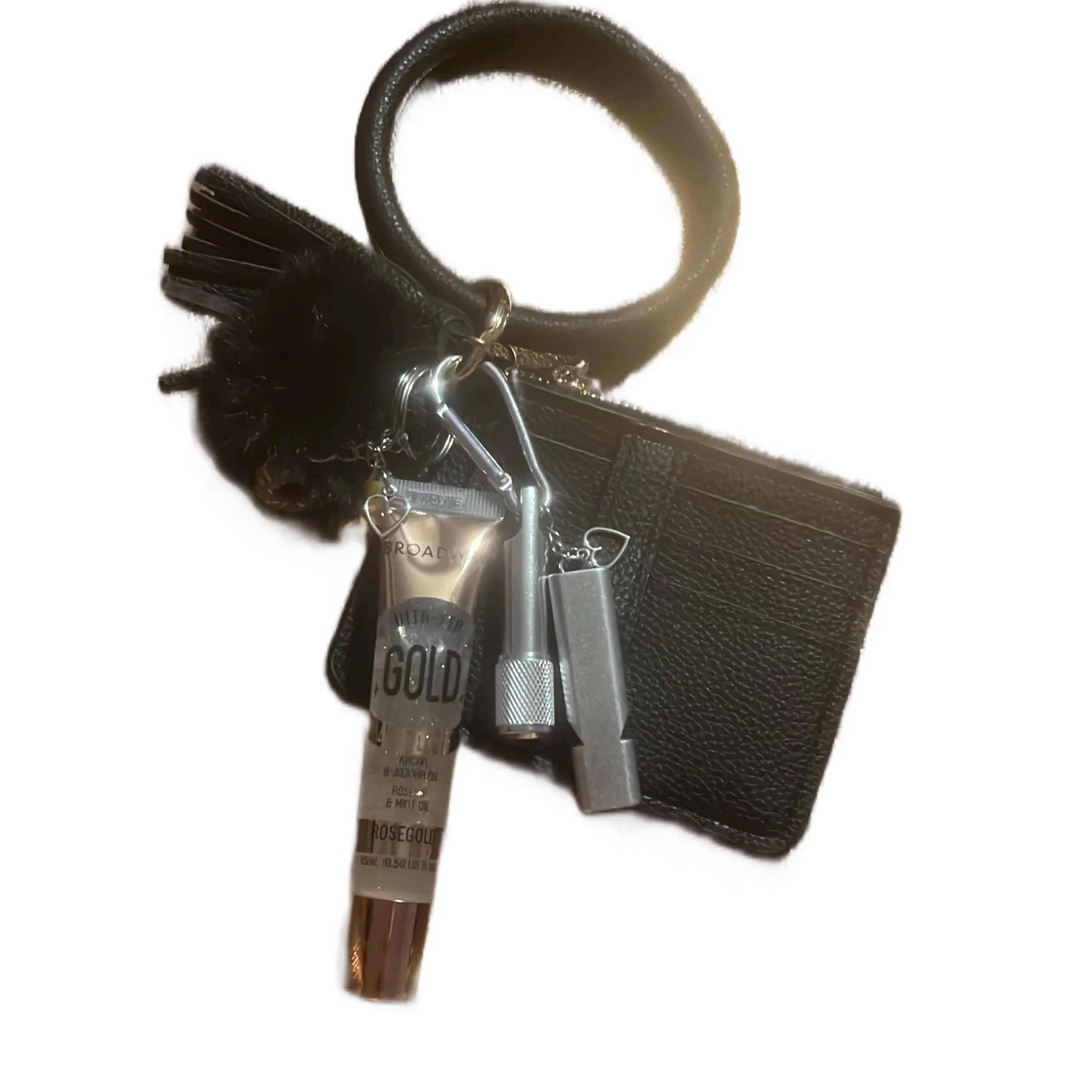 Lipgloss keychain with wallet and accessories