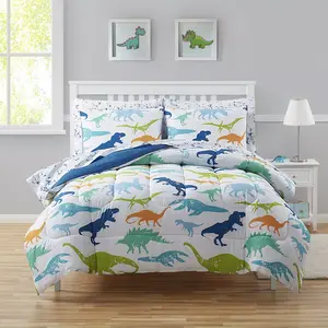 Kids Bedding Set Bed in a Bag for Boys and Girls Toddlers Printed Sheet Set and Comforter, Full, Dinosaur