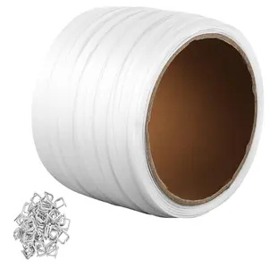 VEVOR Packaging Woven Cord Strapping Roll, 660' Length x 1/2" Width x 0.03" Thickness, 882 lbs Breaking Strength, Heavy Duty Banding Pallet Strap Coil, Portable Strong Banding Packing Straps, White