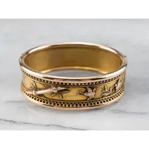 Antique Japonisme Gold Bangle Bracelet