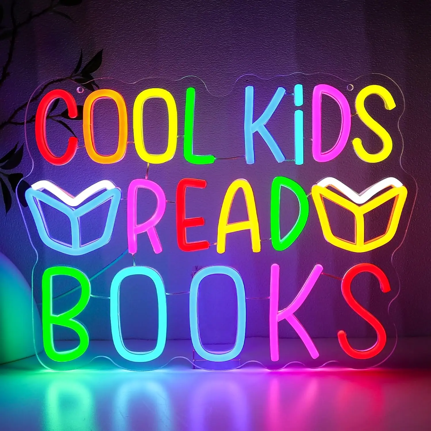 Cool Kids Read Books Neon Sign for Wall Decor, Reading Led Signs for Library, USB Dimmable Neon Lights for Classroom Reading Corner Bedroom Study Room Home Book Club Motivational Wall Art