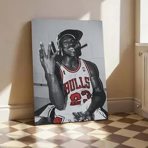 Michael/Jordan Poster Basketball Wall Art Sports Print Motivational Poster Gift for Basketball Fans Canvas Painting with Solid Wood Frame Waterproof Design for All-Scene Versatility