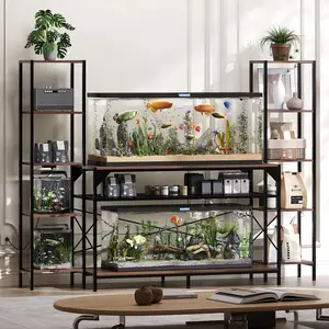 Fish Tank Stand for 20-90 Gallon Aquariums, Heavy-Duty Metal Aquarium Stand with Power Outlet, 4-Tier Storage, Holds 860 Lbs, Aquarium Table
