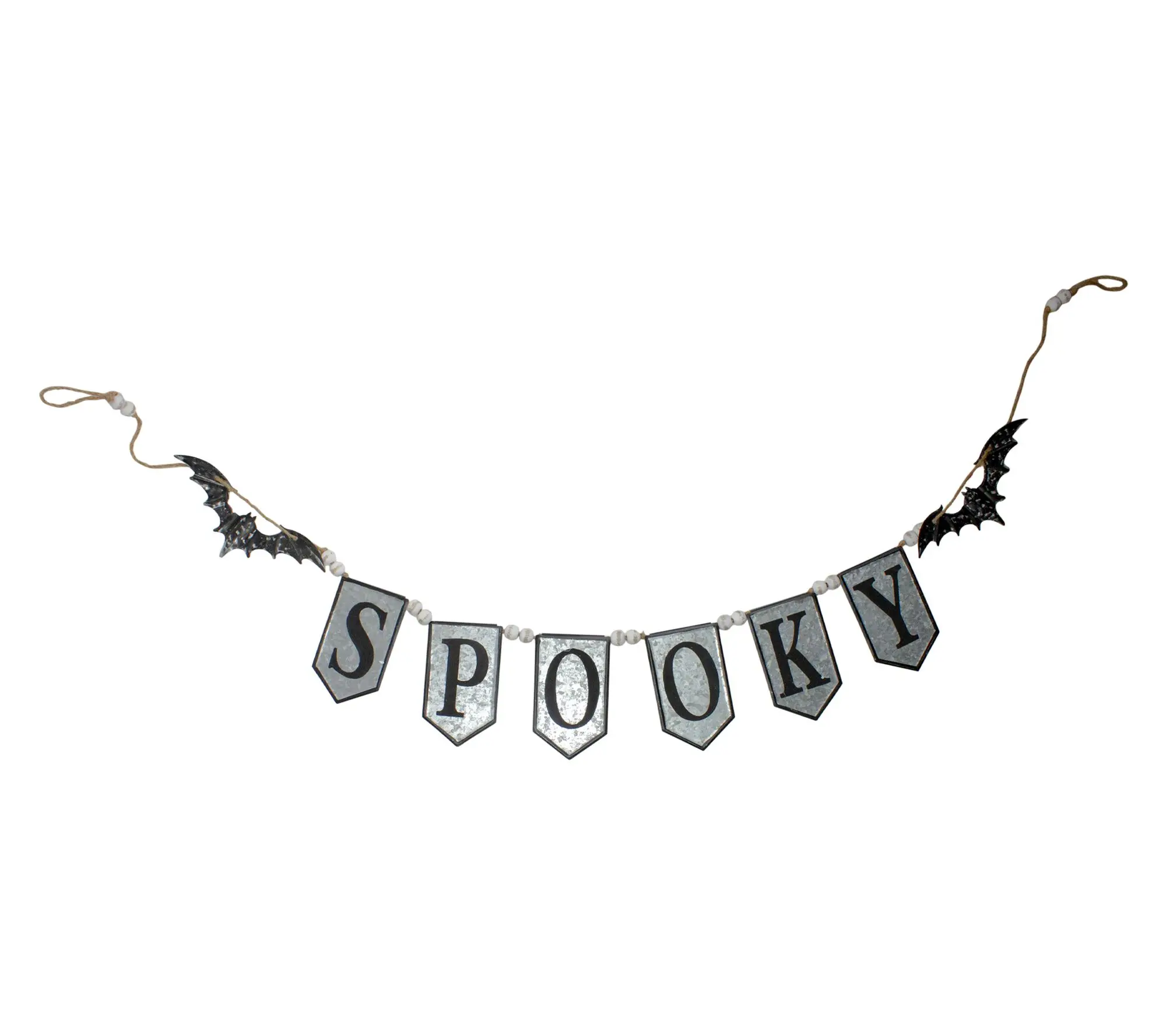 Northlight 7' Metal Gray and Black SPOOKY Halloween Bat Banner