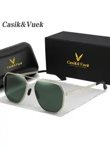 Casik&vuek Classic Unisex Sunglasses, Metal Polarized Vu400, Spring Hinge, Lightweight Design, Perfect for Trendy Outdoor Street Photography