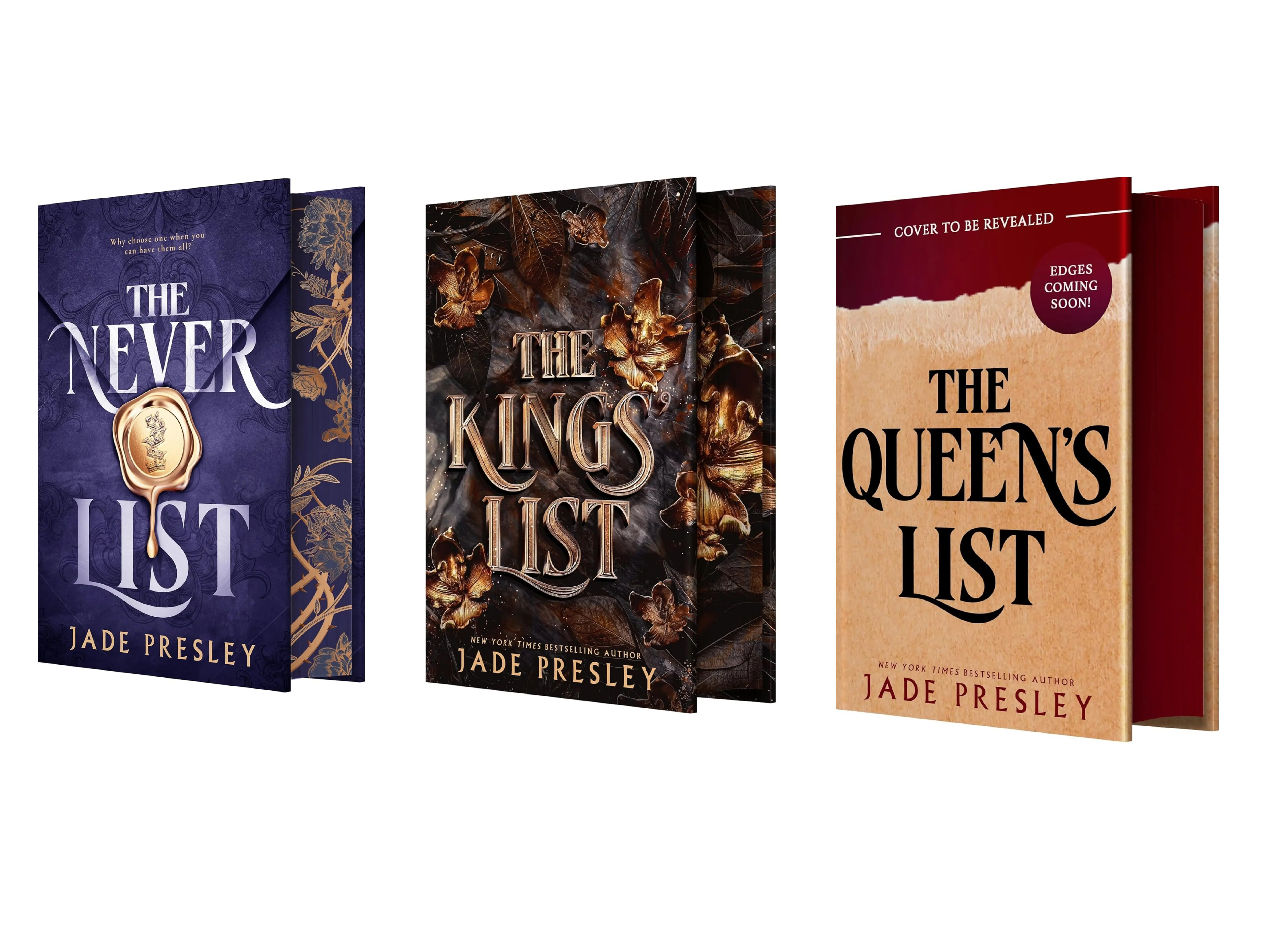 The Never List (3-book series) Dark Spicy Romance Novel by Jade Presley : The Never List  - The Kings' List - The Queen’s List (Deluxe Limited Edition Hardcover)