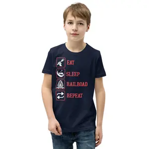 Eat, Sleep, Railroad, Repeat Youth Short Sleeve T-Shirt