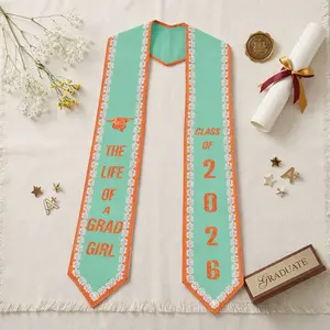 The Life of A Grad Girl Graduation Stole, Class of 2026 Graduation Stole, Grad Stole Gift for Bestie, Cute Grad Outfit for Girls, High School Graduation Gift