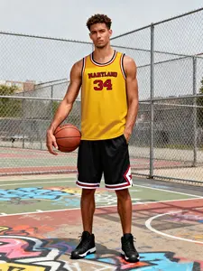 Maryland University Basketball Jersey, Sleeveless, Breathable Fabric, Sporty Fitted Design, Essential for Fans, Best Gift