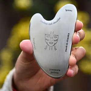 Stainless Steel Face Gua Sha Tool – Facial Sculpting & Massage Tool for Jawline, Cheeks, Neck & Brows – Boost Circulation, Relieve Tension & Define Features – 100% Steel, Safe for All Skin Types