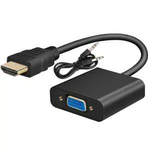 212 MAIN Black HDMI to VGA Converter Adapter - HDMI Male to VGA Female, 1080P Support, Audio Output, Compatible with Digital Devices, DVD Equipment, Tablets