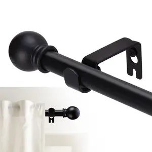 Curtain Rods for windows 32-48 inch, 5/8 inch Decorative Curtain Rod Set, Matte Black Splicing Heavy Duty Metal Curtain Rod with Brackets