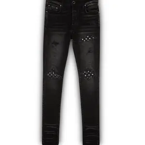 MENS Casual Jeans for Adults - Black Denim with Stud Detailing - Comfortable & Stylish Fit
