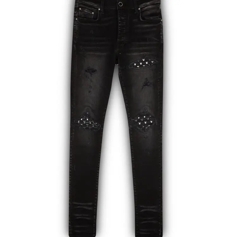 MENS Casual Jeans for Adults - Black Denim with Stud Detailing - Comfortable & Stylish Fit