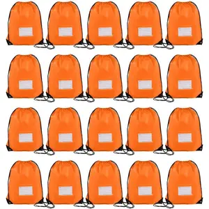 20 count Drawstring Bags,Bulk Draw String Backpack, Cinch Bag Sackpack for Travel Gym , Orange