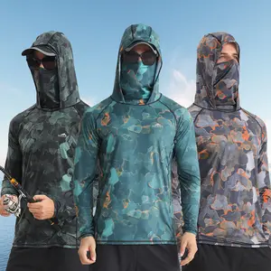 Mens Loose-Fit Fishing Hoodie T-Shirt Vented River Bluff Performance Long Sleeve Shirt UPF50+ Sun Protection