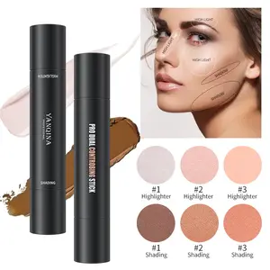 Double-Ended Highlighter Stick Set, Contouring & Shading, V-Face Natural Glow, Available in 6 Colors, Suitable for Various Makeup Looks