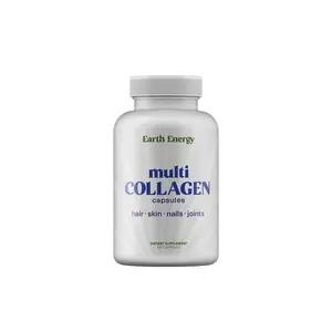 Earth Energy Multi Collagen Capsules - Essential Collagen Types for Radiant Skin Resilient Joints Stronger Hair & Nails 60 Count Natural Dietary Supplement