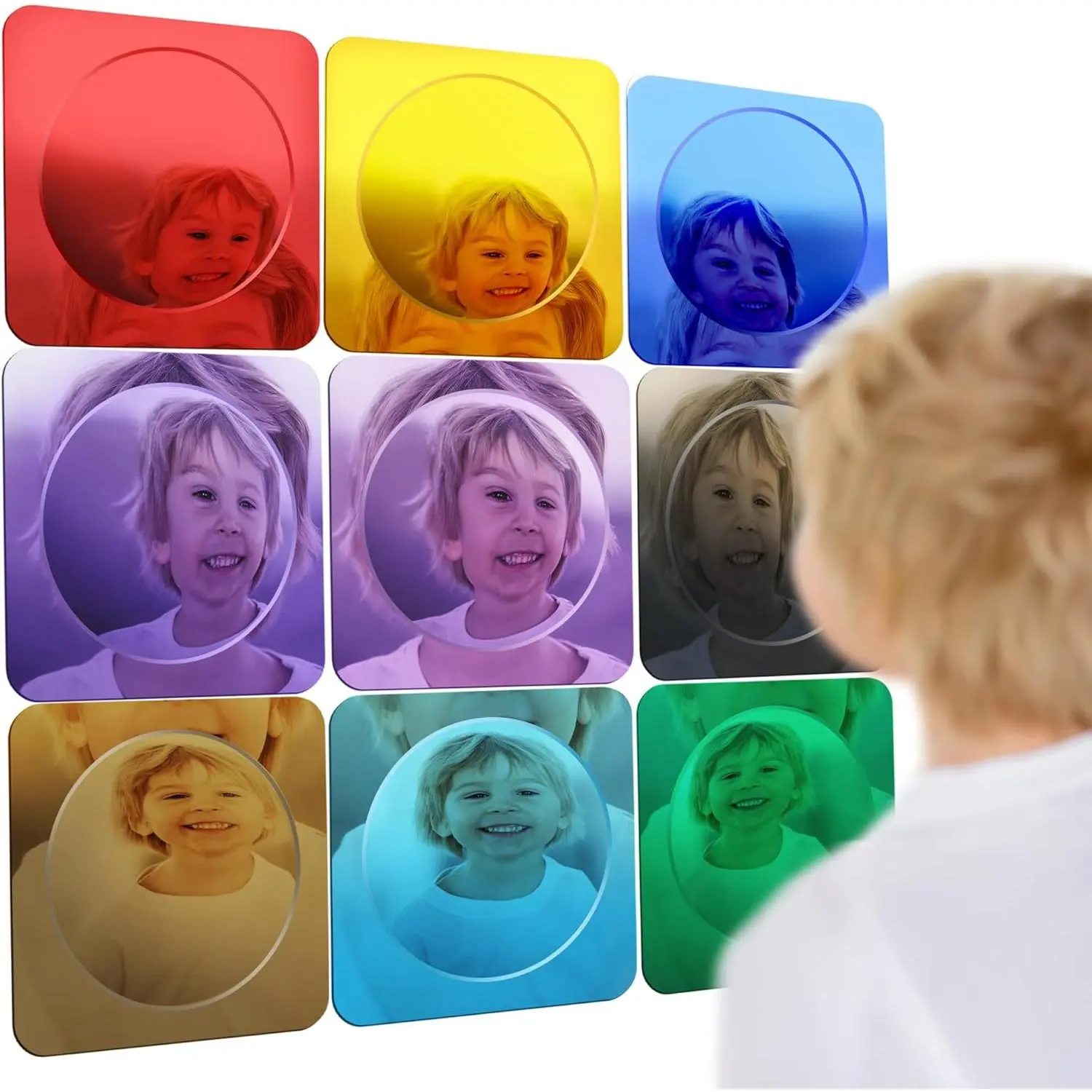 Durable Small Round Acrylic Sensory Bubble Wall Mirror - Safety Motor-Enhanced Retro Circle Room Decor, Wall Decor for Kids’ Emotional Regulation Supplies (Classrooms Included), Sensory Room Supplies