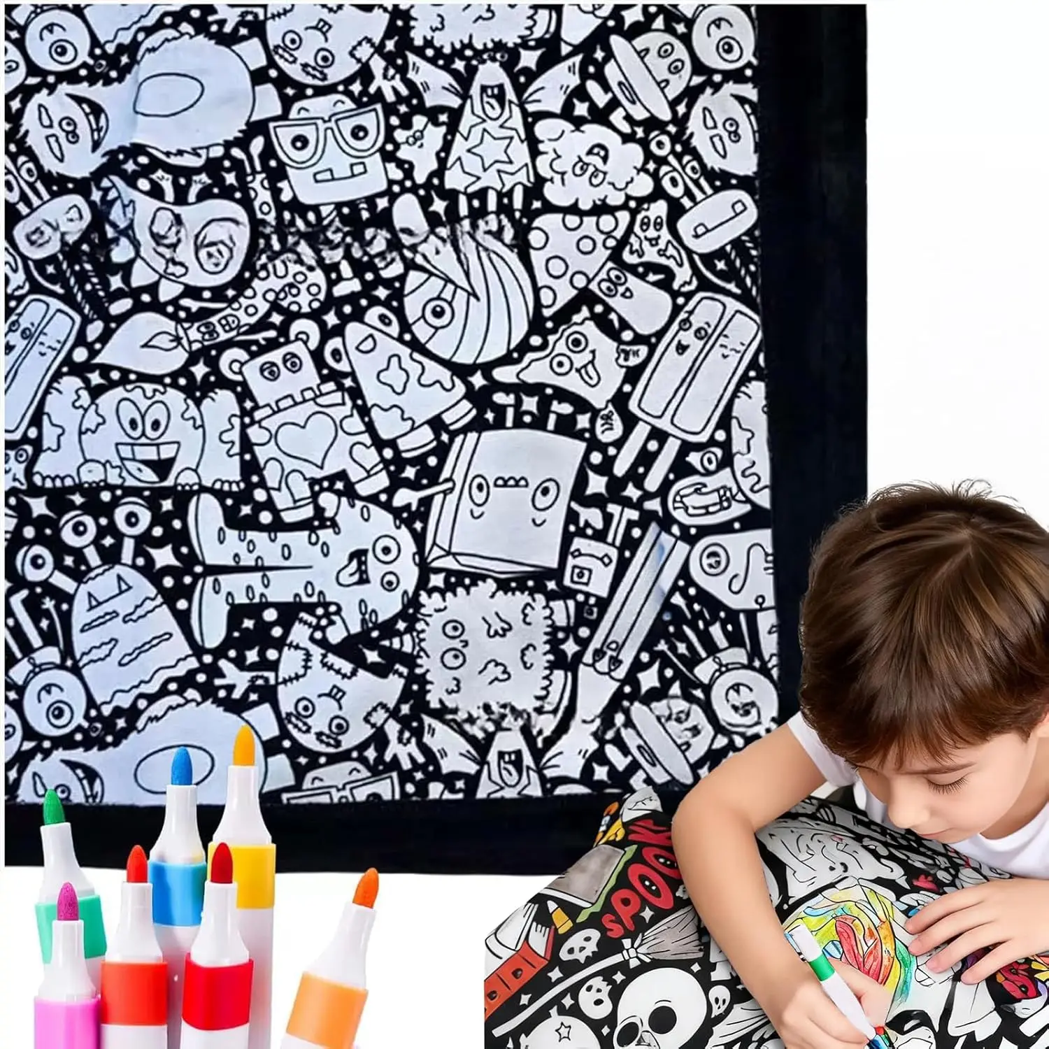 DIY Coloring Blanket with Markers, Color Your Own Blankets, Customizable Diys Colorings Blanket Kits, You Can Color Fuzzy Velvet, Creative Diys Colorings Blankets for Adults