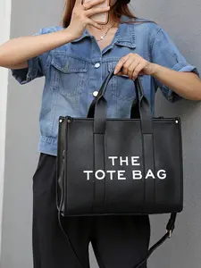 New PU Letter Tote Bag for Women, Simple and Casual Large Capacity Handbag, Crossbody Shoulder Bag, Hot Selling Female Bags Wholesale