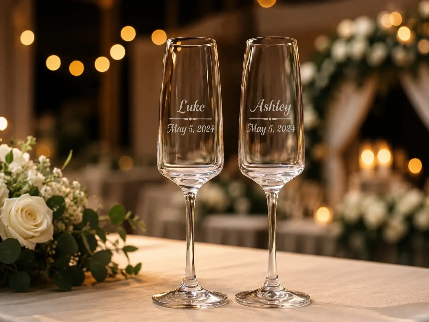 Engraved Champagne Flute Glasses (Set of 2)