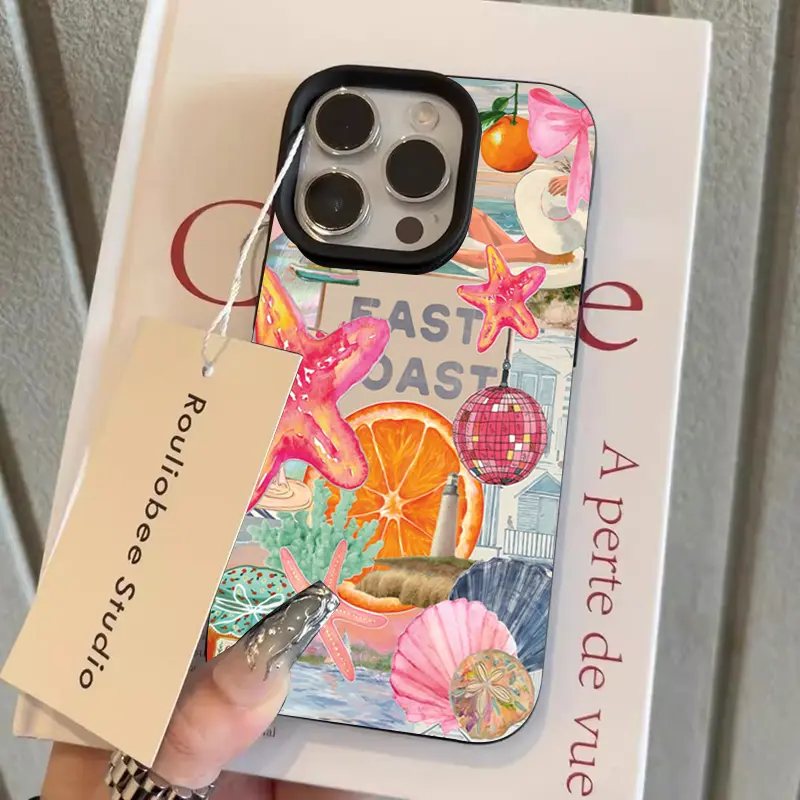 Soft TPU Smartphone Cover - Colorful Starfish Print, Shell Label, Light Ball Design - Handheld Cellphone Devices Accessory for iPhone 17,16,16 Plus,16e,15,14 Pro Max,13,12,11,XS,X