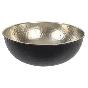 10.25 Nickel & Black Metal Decorative Bowl - Versatile Two-Tone Finish for Dry Potpourri & Orbs - Durable & Elegant Centerpiece for Home & Office