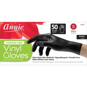 ANNIE POWDER FREE BLACK VINYL GLOVES 50PC (S-XL)