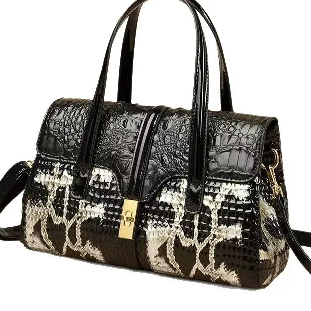 A99-Crocodile Snake Pattern Leather Satchel Bag - Luxury Daily Shoulder Crossbody Bag