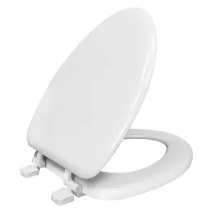 Quiet-Close Elongated Toilet Seat – White, No Slam Design