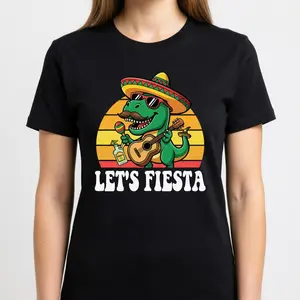 Funny Cinco De Mayo Dinosaur Shirt, Let’s Fiesta T-Shirt, Mexican Guitar Dino Tee, Funny Fiesta Party Shirt, Cinco De Mayo Gift