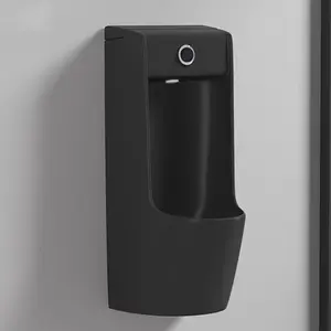 Wall Mounted Men's Adult Urinal for Bathroom,Intelligent Sensor Flush Male Urinal Space-Saving,Commercial Anti-Odor Splash Men's Adult Urinal,Pressable and inductive,High Efficiency Flushing(Black)