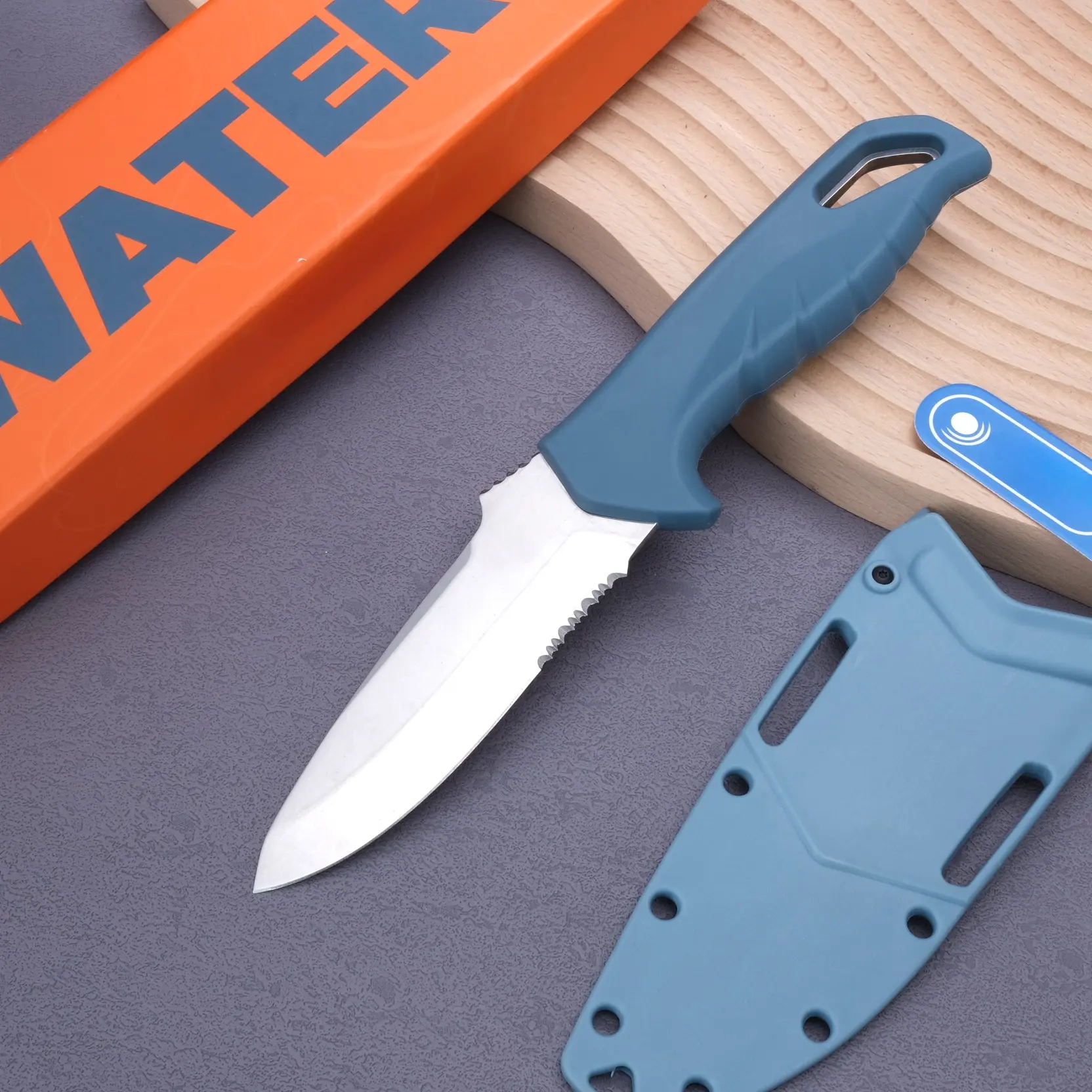 18060 outdoor straight diving knife, PVC handle, CPM high hardness corrosion-resistant blade, EDC tool for outdoor fishing and camping, the best gift.