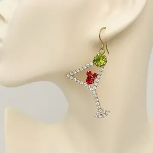 Rhinestone Cherry Martini Earrings
