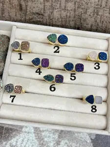 “The Boho Collection” Natural 2 Stone Druzy Adjustable Ring