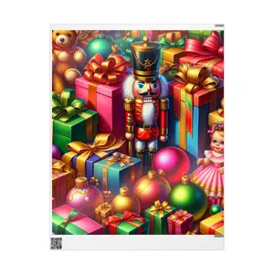 Christmas Wrapping Papers, Gift Wrap with Toy Dolls and Nutcrackers, Holiday Presents Decorative Paper, Festive Xmas Wrap, Seasonal Crafting