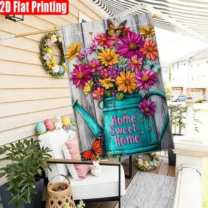 Home Sweet Home Spring Countryside Garden Flag, 28x40 Inch Durable Material Double-Sided Yard Decoration, Outdoor Lawn Decor, Flag Only